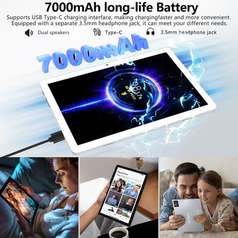 Tablet10 inch 2024 Newest Android14 tablet 4G Cellular tablets with 2 Sim Slot 128GB ROM+14GB RAM+1TB Expand Octa-Core 5G WiFi Tablet 13MP+8MP 7000mAh BT5.0 GPS tablet with keyboard mouse pen Grey in Saudi Arabia