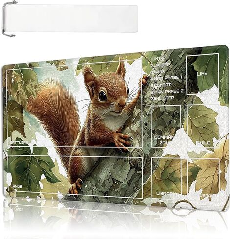 MTG Playmat Size 27.55x15.74in مع أكياس التخزين Playmat TCG و Game Game Mat للبطاقات قاعدة موسباد مقاومة للزلزات (Squirrel ، مع المنطقة) in Kuwait