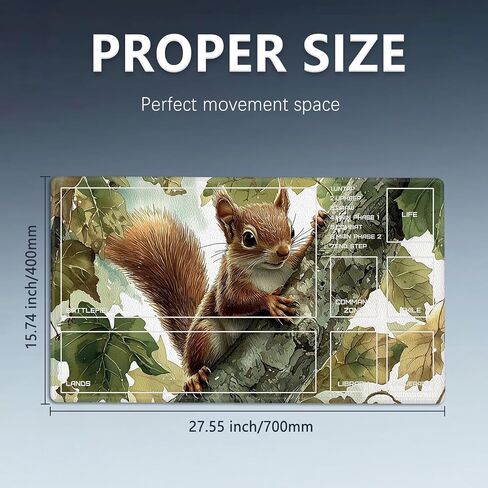 MTG Playmat Size 27.55x15.74in مع أكياس التخزين Playmat TCG و Game Game Mat للبطاقات قاعدة موسباد مقاومة للزلزات (Squirrel ، مع المنطقة) in Kuwait