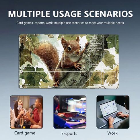 MTG Playmat Size 27.55x15.74in مع أكياس التخزين Playmat TCG و Game Game Mat للبطاقات قاعدة موسباد مقاومة للزلزات (Squirrel ، مع المنطقة) in Kuwait