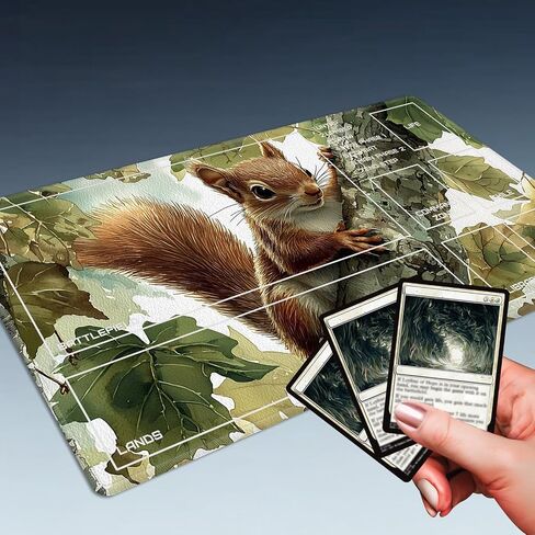 MTG Playmat Size 27.55x15.74in مع أكياس التخزين Playmat TCG و Game Game Mat للبطاقات قاعدة موسباد مقاومة للزلزات (Squirrel ، مع المنطقة) in Kuwait