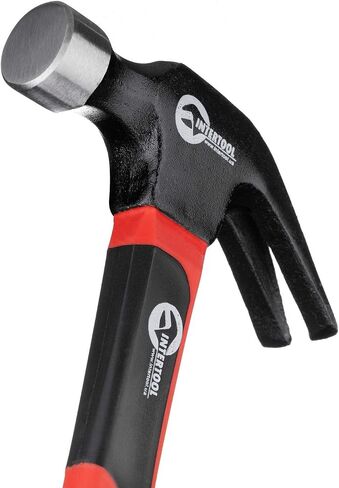INTERTOOL Cross Peen Hammer 0.44 رطل / 7 أوقية، علبة خفيفة الوزن، مطرقة تثبيت ومطرقة، مقبض من الألياف الزجاجية ممتص للصدمات مقاس 11 بوصة HT08-0202 in Kuwait