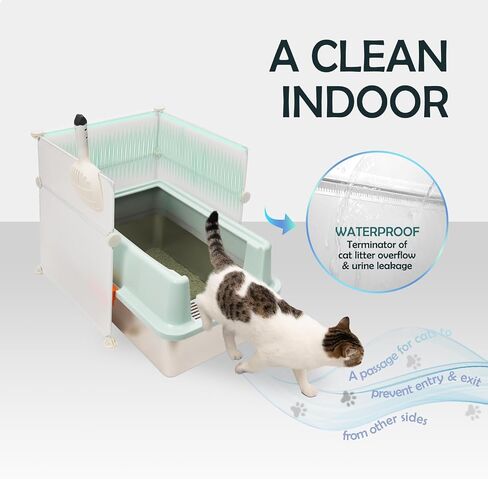 MEEXPAWS Stainless Steel Litter Box with Lid Extra Large XL for Big Cats, Enclosed Metal Litter Box with High Sided Enclosure & Scoop, Non-Sticky, Anti-Urine Leakage, Easy Cleaning in Saudi Arabia