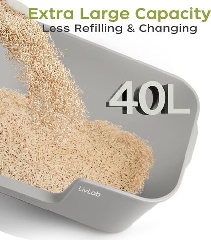 Extra Large Cat Litter Box - 25" Lx16 Wx13 H Open Top High Sided Pan, XL for Big Cats, high Wall Jumbo Litter Box, Anti-Splashing (Gray) in Kuwait