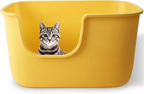 Vealind Large High Sided Cat Litter Box Extra Deep Kitty Litter Tray for Multi Cats Household, High Wall Cat Litter Pan Anti-Splashing Scatter Shield High-Back in Saudi Arabia