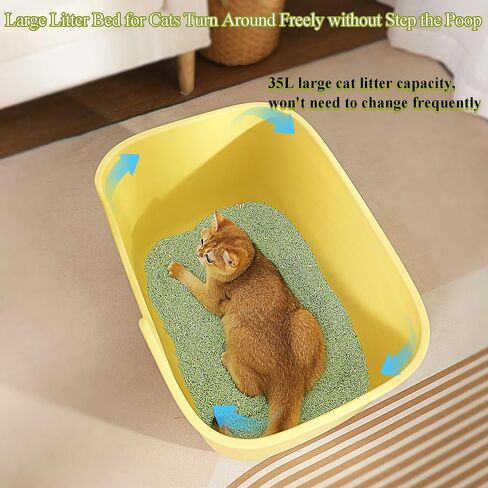 Vealind Large High Sided Cat Litter Box Extra Deep Kitty Litter Tray for Multi Cats Household, High Wall Cat Litter Pan Anti-Splashing Scatter Shield High-Back in Saudi Arabia