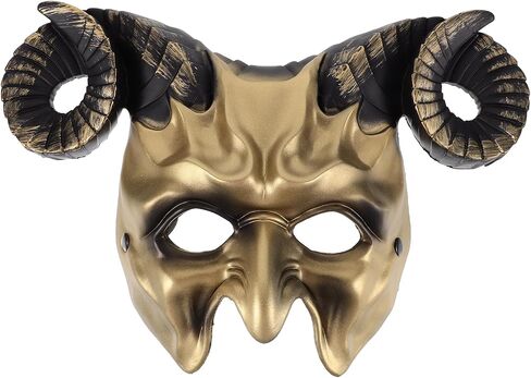 Gadpiparty Devil Goat Skull Mask Ox Ram Horns Monster Animal Half Face Halloween Masquerade Mask Cosplay Props for Adults in Kuwait