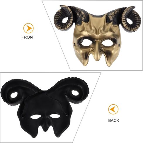 Gadpiparty Devil Goat Skull Mask Ox Ram Horns Monster Animal Half Face Halloween Masquerade Mask Cosplay Props for Adults in Kuwait