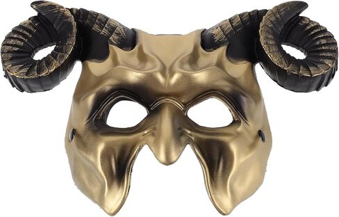 Gadpiparty Devil Goat Skull Mask Ox Ram Horns Monster Animal Half Face Halloween Masquerade Mask Cosplay Props for Adults in Kuwait