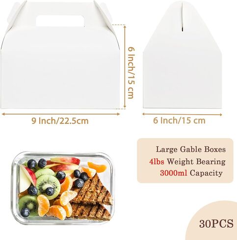 Unarty 30 PCS Large Gable Boxes 9 x 6 x 6 Inch White Gable Box, Large Treat Boxes Party Favor Boxes for Wedding, Birthday in Kuwait