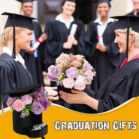 Supervitae 2 PCS VELVET CAPUATION CAP FLOWENT BOMESS BLACK GRAGETING GIME CANDY BOX مع درج 7 × 7 × 6.5 بوصات لترتيب هدايا فاخرة احتفالات حفل الاحتفالات (الجولة) in Kuwait