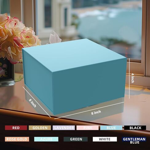 صندوق هدايا مع غطاء 8 × 8 × 4 بوصات ، صندوق هدايا مغناطيسي مع شريط للهدايا ، صندوق هدايا وصيفات الشرف ، صندوق هدايا عيد ميلاد ، فاخر لتعبئة الهدايا ، صندوق هدايا إغلاق مغناطيسي لالتفاف الهدايا in Kuwait