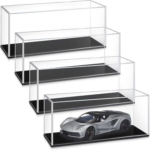 Juexica 2 PCS Clear Acrylic Model Display Case مربعات أكريليك لمركبة عرض السيارة عرض الغبار مع قاعدة سوداء لتذكارات المقتنيات in Kuwait