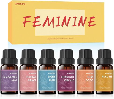 AmaKane Fragrance Oils, Beach Fragrance Oil for Candle Making, Soap Making Scents, Summer Essential Oils for Diffusers for Home 6x10 ml, Beach Linen, Salty Sea, Sunset Glow and More in Kuwait