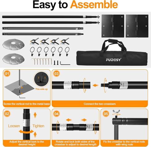 FUDESY Backdrop Stand Heavy Duty, 10x10ft Adjustable Photo Background Pipe and Drape Backdrop Stand Kit with Metal Base for Photography Parties Birthday Video Studio in Kuwait
