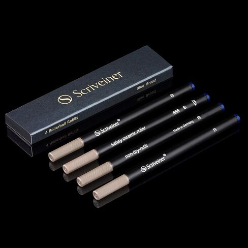 Scriveiner Green Rollerball EDC Luxury Pen, Stunning Pocket Pen with Chrome Finish, bundle with Rollerball Refill Blue Broad - 4 Rollerball Refills in one box in Saudi Arabia