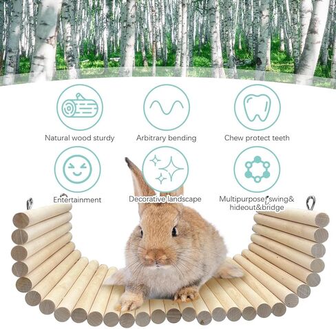 Hamiledyi Wooden Ladder Bridge Hamster Hammock Suspension Bridge - Small Animal Hammock Swing & Chew Toys for Rabbit, Chinchilla, Guinea Pig in Saudi Arabia
