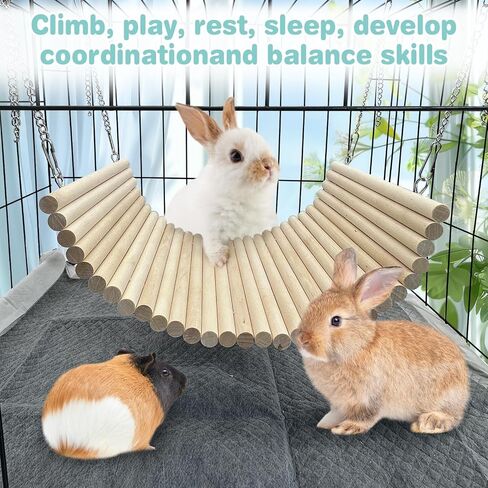 Hamiledyi Wooden Ladder Bridge Hamster Hammock Suspension Bridge - Small Animal Hammock Swing & Chew Toys for Rabbit, Chinchilla, Guinea Pig in Saudi Arabia