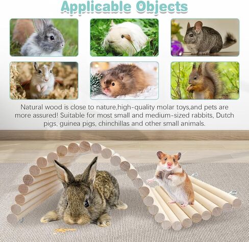 Hamiledyi Wooden Ladder Bridge Hamster Hammock Suspension Bridge - Small Animal Hammock Swing & Chew Toys for Rabbit, Chinchilla, Guinea Pig in Saudi Arabia