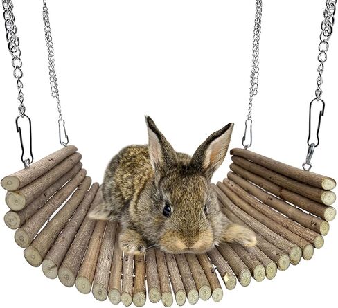 Hamiledyi Wooden Ladder Bridge Hamster Hammock Suspension Bridge - Small Animal Hammock Swing & Chew Toys for Rabbit, Chinchilla, Guinea Pig in Saudi Arabia