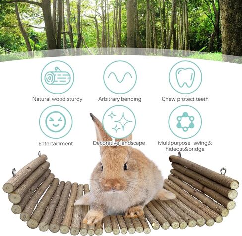 Hamiledyi Wooden Ladder Bridge Hamster Hammock Suspension Bridge - Small Animal Hammock Swing & Chew Toys for Rabbit, Chinchilla, Guinea Pig in Saudi Arabia