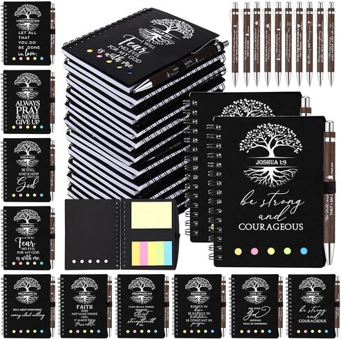Kosiz 40 Pcs/20 Set Christian Notebook Gift Bulk for Women Mother's Day father Men Prayer Journal Spiral with Bible Verse Pen Sticky Note Religious Church Gifts(Kraft,Tree of Life) in Saudi Arabia