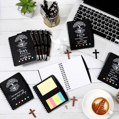 Kosiz 40 Pcs/20 Set Christian Notebook Gift Bulk for Women Mother's Day father Men Prayer Journal Spiral with Bible Verse Pen Sticky Note Religious Church Gifts(Kraft,Tree of Life) in Saudi Arabia