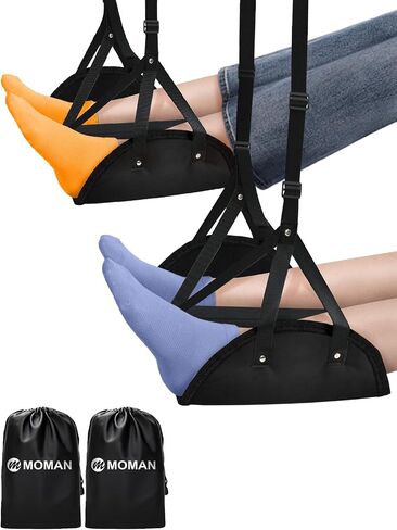 Foot Hammock for Plane, Moman Footrest Airplane Travel Essentials 2 Pack with Upgrade Comfort Leg Rest Pad Cotton for Long Flight Car Drive Office Under Desk, Foot-Rest-Hammock-Airplane-Travel in Saudi Arabia