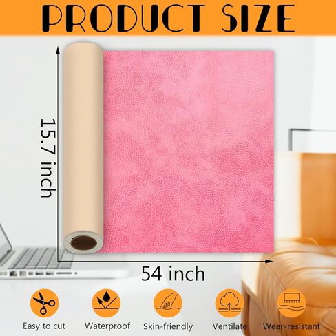 Self Adhesive Leather Repair Patch,15.7 X 54 inch Leather Repair Kit for Furniture,Leather Patch Leather Repair Kit Vinyl Repair Kit for Couch, Chair,Car Seats,Cabinets,Leather Furniture, Pink in Kuwait