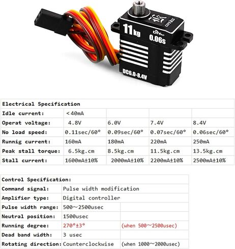 High Torque 11KG Mini All-Metal Digital Servo High Pressure Coreless Motor Micro Servo Programmable for RC Car Robot (360° Continuous Rotation) in Saudi Arabia