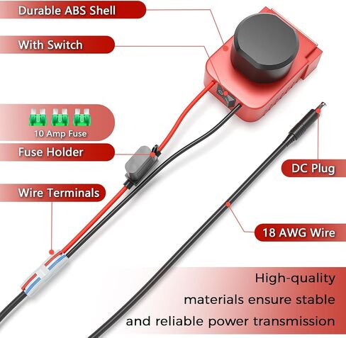 Starlink MINI DC Power Cable for Dewalt Battery, Compatible with Dewalt Battery Adapter Direct to Starlink Mini DC Power Cable, with Fuses & Wire Terminals, Small and Portable Starlink Mini Kit in Saudi Arabia