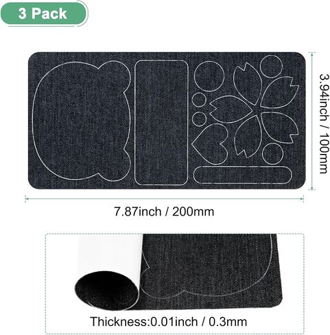 3-Pack Polyester Repair Patches, 7.9 x 3.9 Self-Adhesive Pre-Cut Fabric Repair Patches Waterproof Lightweight for Clothes/Sofas/Tents/Bags/Car Seats [Denim Dark Blue] in Saudi Arabia