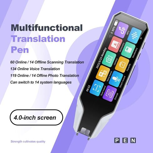 AI Reading Language Translator Pen, Translation Scanner, 134-Languges & Accents, Real-time Translation Device, HD Sound, Long Battery Life, for Students Adults (4.0 inches White) in Saudi Arabia