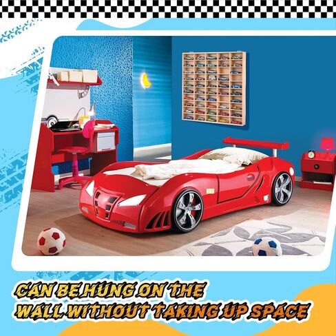 1 PCS Hot 1/64 DIECAST Wheels Display Case يحمل لعبة Wooden Wall Mount Car Display Care Grash Organizer for toy toy toy toy ، wheel ، model ، 10 layers (50 paces) in Kuwait