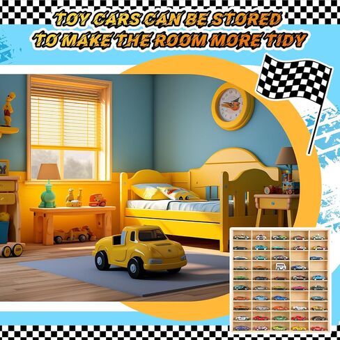 1 PCS Hot 1/64 DIECAST Wheels Display Case يحمل لعبة Wooden Wall Mount Car Display Care Grash Organizer for toy toy toy toy ، wheel ، model ، 10 layers (50 paces) in Kuwait