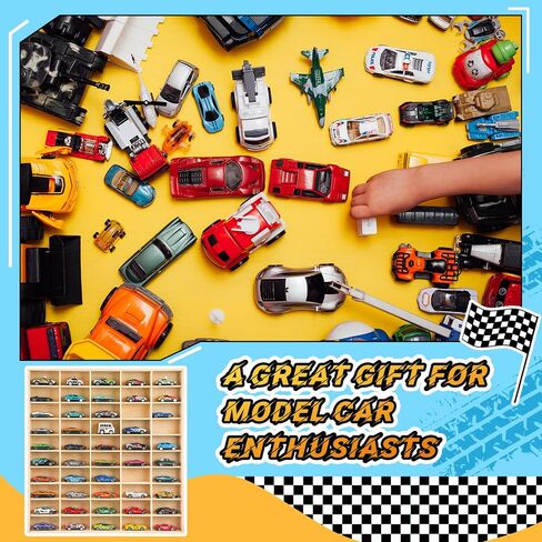 1 PCS Hot 1/64 DIECAST Wheels Display Case يحمل لعبة Wooden Wall Mount Car Display Care Grash Organizer for toy toy toy toy ، wheel ، model ، 10 layers (50 paces) in Kuwait