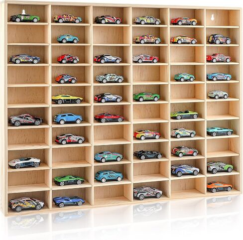 1 PCS Hot 1/64 DIECAST Wheels Display Case يحمل لعبة Wooden Wall Mount Car Display Care Grash Organizer for toy toy toy toy ، wheel ، model ، 10 layers (50 paces) in Kuwait