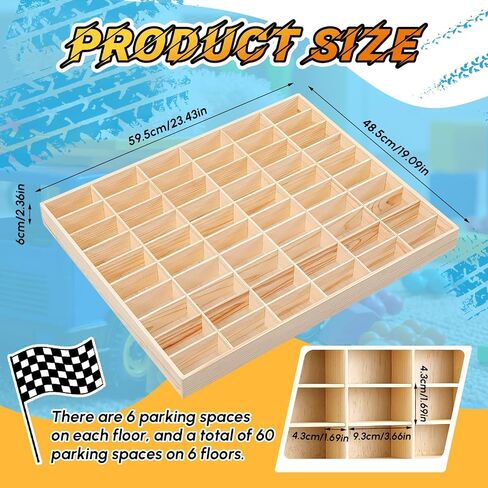 1 PCS Hot 1/64 DIECAST Wheels Display Case يحمل لعبة Wooden Wall Mount Car Display Care Grash Organizer for toy toy toy toy ، wheel ، model ، 10 layers (50 paces) in Kuwait