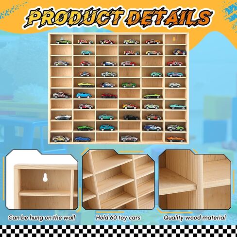 1 PCS Hot 1/64 DIECAST Wheels Display Case يحمل لعبة Wooden Wall Mount Car Display Care Grash Organizer for toy toy toy toy ، wheel ، model ، 10 layers (50 paces) in Kuwait
