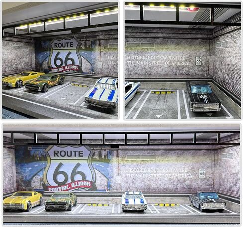 Hot Diecast Wheels Display Case - 1/64 Scale Die-cast Model Car Display Case with LED Light and Acrylic Cover, Hot Diecast Wheels Parking Garage Dioramas with 6 Parking Spaces in Saudi Arabia