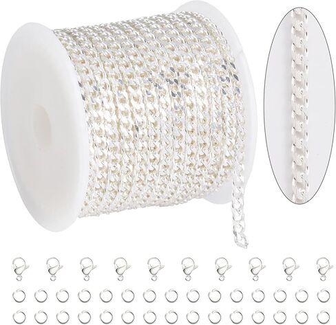 KYUNHOO 5.5 Yard Silver Chain for Jewelry Making Stainless Steel Chains Bulk Unwelded Curb Chain Permanent Jewelry Chain for Craft DIY Finding Jewelry Making Supplies in Kuwait
