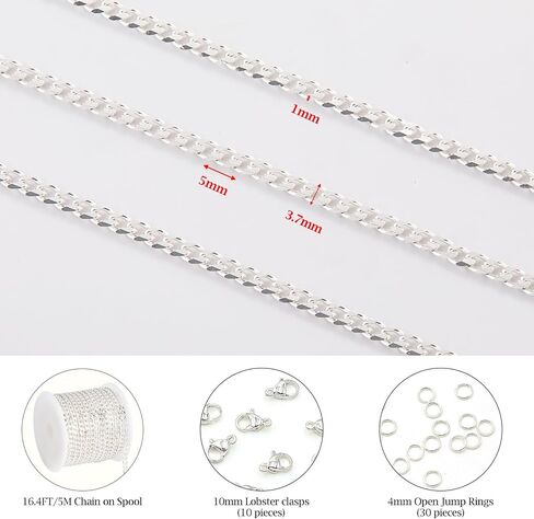 KYUNHOO 5.5 Yard Silver Chain for Jewelry Making Stainless Steel Chains Bulk Unwelded Curb Chain Permanent Jewelry Chain for Craft DIY Finding Jewelry Making Supplies in Kuwait