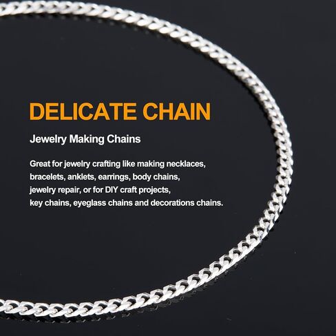 KYUNHOO 5.5 Yard Silver Chain for Jewelry Making Stainless Steel Chains Bulk Unwelded Curb Chain Permanent Jewelry Chain for Craft DIY Finding Jewelry Making Supplies in Kuwait
