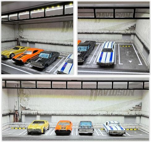 Hot Diecast Wheels Display Case - 1/64 Scale Die-cast Model Car Display Case with LED Light and Acrylic Cover, Hot Diecast Wheels Parking Garage Dioramas with 6 Parking Spaces in Saudi Arabia