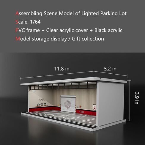 Hot Diecast Wheels Display Case - 1/64 Scale Die-cast Model Car Display Case with LED Light and Acrylic Cover, Hot Diecast Wheels Parking Garage Dioramas with 6 Parking Spaces in Saudi Arabia