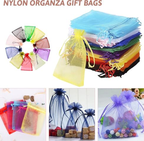 100PCS Premium Sheer Organza Bags, 4x4.72 Inch Drawstring multicolor Wedding Favor Jewelry Gift Bags for Party Christmas Jewelry Festival Bathroom Soaps Makeup Organza, Wrapping Supplie. in Saudi Arabia