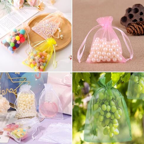 100PCS Premium Sheer Organza Bags, 4x4.72 Inch Drawstring multicolor Wedding Favor Jewelry Gift Bags for Party Christmas Jewelry Festival Bathroom Soaps Makeup Organza, Wrapping Supplie. in Saudi Arabia