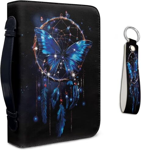 Lotusorchid Lion Print Leather Bible Cover for Men, Bible Carrying Case with Leather Keychain, Bible Protective Case Bible Tote Bag for Church Daiy Use, Black, Size XL in Saudi Arabia