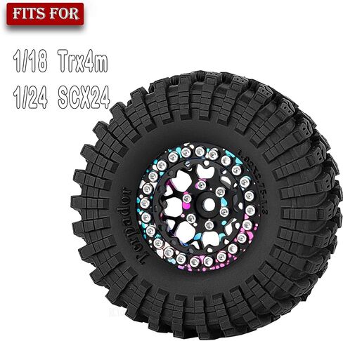 RC 1.3 Beadlock Wheel Tires Set (4PCS) for 1/24 SCX24 1/18 TRX4M RC Crawler Car,Aluminum 1.3 Beadlock Wheels and Tires,Wheel Rim,Navy Blue in Kuwait