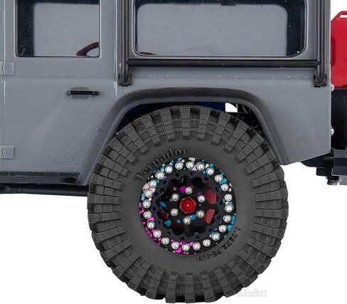 RC 1.3 Beadlock Wheel Tires Set (4PCS) for 1/24 SCX24 1/18 TRX4M RC Crawler Car,Aluminum 1.3 Beadlock Wheels and Tires,Wheel Rim,Navy Blue in Kuwait